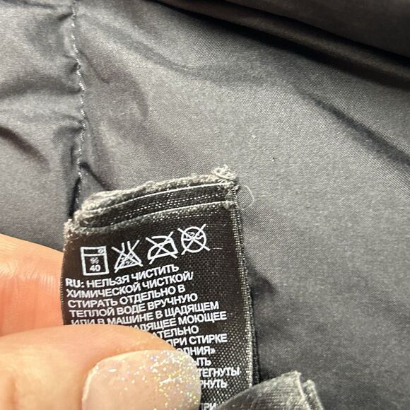 The North Face 550 Fill Down Hooded Long Puffer Parka Jacket Black Womens L - Picture 12 of 12